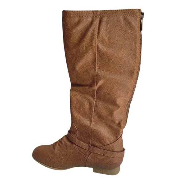 Faux Leather Buckle Detail Knee-High Equestrian-Inspired Fashion Riding Boots - Picture 4 of 8